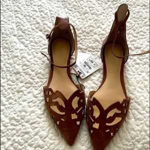 Ankle strap pointy flats size 39 Zara